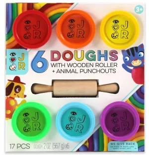 6 Doughs with Wooden Roller   Animal Punchouts