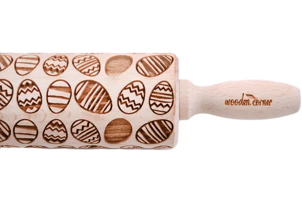 9" Wooden Rolling Pin - Easter Eggs