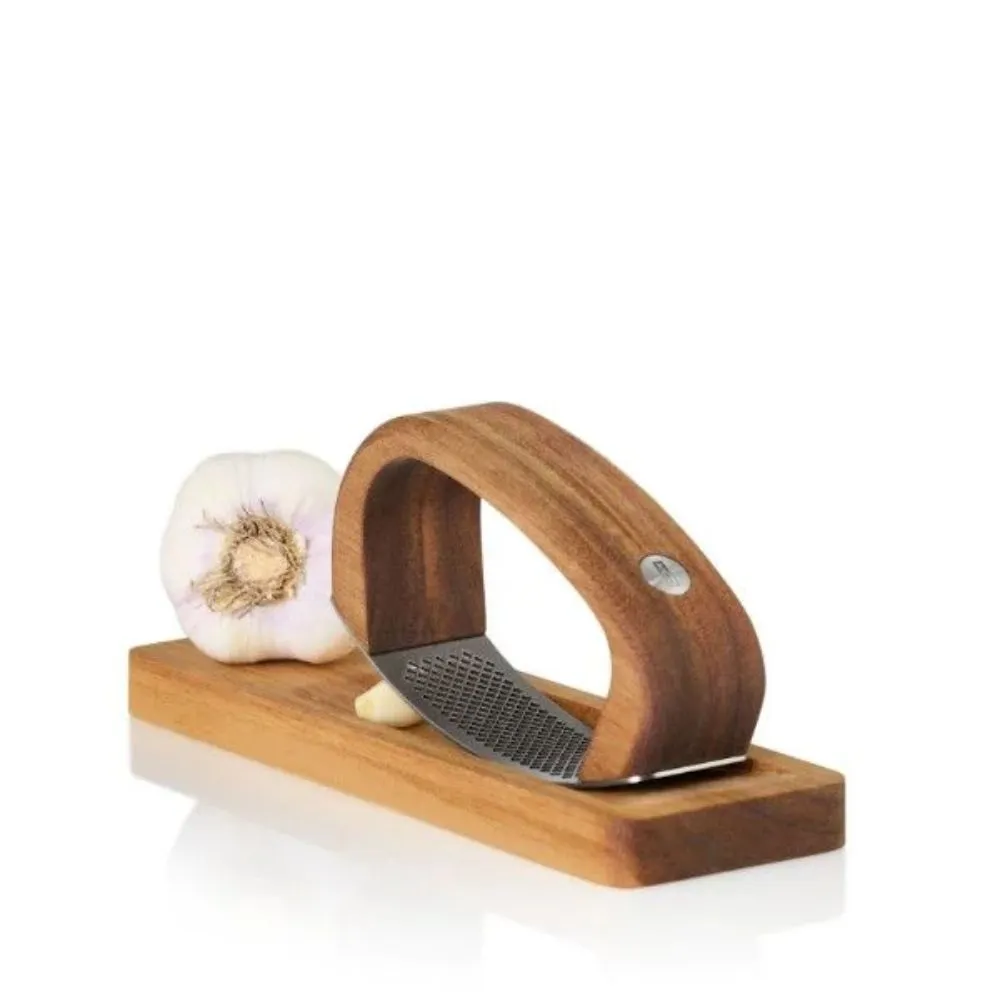 Adhoc Wooden Garlic Press With Stainless Blade Chopping Board