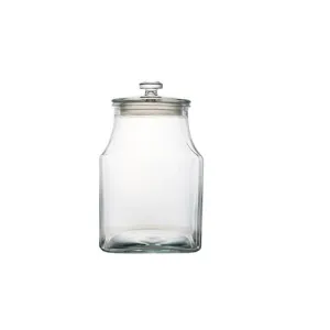 Aqua Glass Canister Belly Jar 3.2L Square Glass Lid 27593