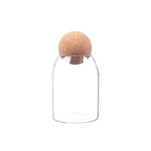 Aqua Glass Canister Jar 560ml with Cork Ball Lid 27157