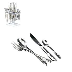 Arshia Gold Cutlery  24PC  Set with Stand