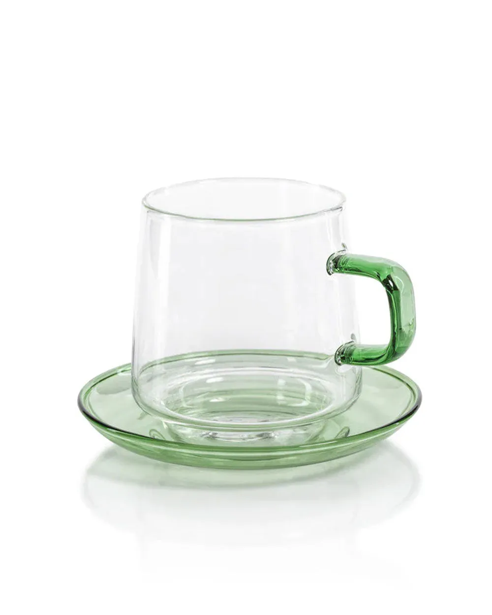 Baglioni Glass Tea and Coffee Cup with Saucer in Green