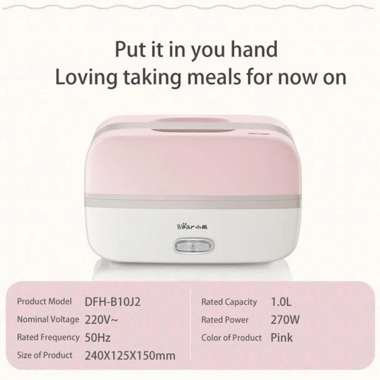 Bear Lunch box Electric Lunch Box 1.0L Electric Multi Pot/  Mini Rice Cooker (DFH-B10J2)