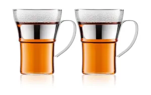 Bodum Assam Coffee Glass With Metal Handle Chrome 0.35 L, 2 Pcs.