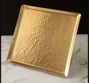 Gilded Square Hammered Plate