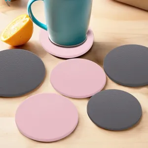 Kuber Industries 18 Pcs Non-Slip Tea Coaster for Hot Pots - Round Tea Cup & Water Glass Cover Top Lid for Teapoy & Dining Table - Grey & Pink