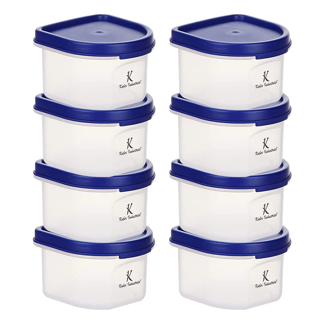 Kuber Industries Storage Utility Container|Plastic Unbreakable Food Storage Jar|Leak Roof,BPA Free Food Kitchen Organizer with Lid,250 ML,Set of 8 (White) (Pack of 5)