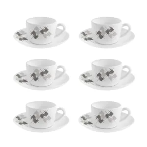 Liner Glaze  Cup & Saucer Set, 6 Pcs