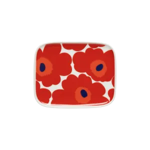 Marimekko Unikko Small Rectangular Plate, white/red