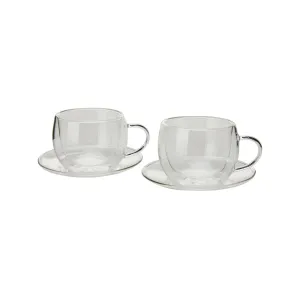 Maxwell & Williams 270ml Blend Double Wall Cup & Saucer 2 Piece Clear