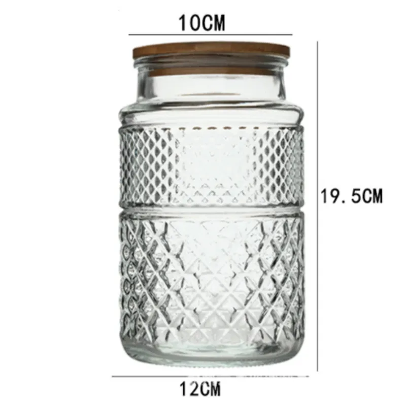 New French Glass Sealed Jar Bamboo Lid Moisture-proof Storage Jar