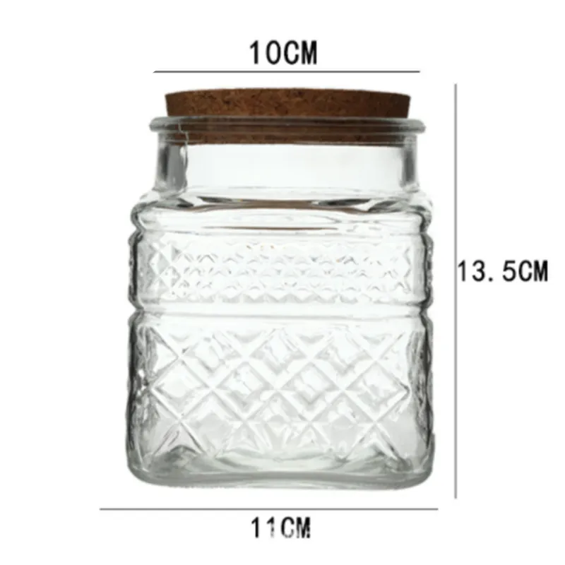 New French Glass Sealed Jar Bamboo Lid Moisture-proof Storage Jar