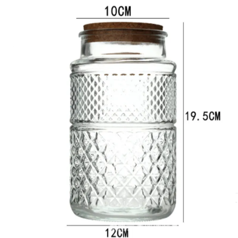 New French Glass Sealed Jar Bamboo Lid Moisture-proof Storage Jar