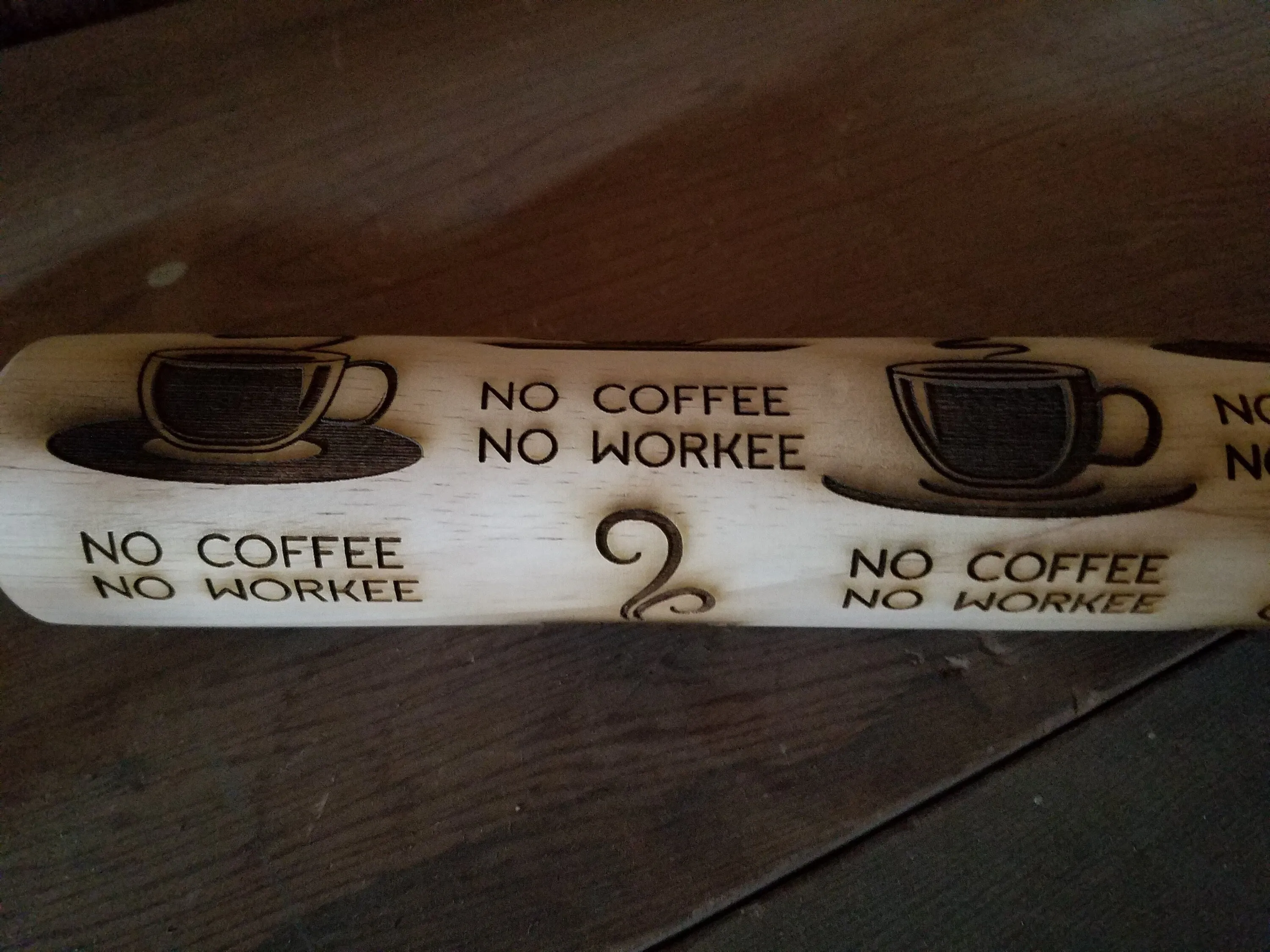 No Coffee No Workee, Work, Pottery Stamp,  Rolling Pin, Embossed, Engraved, Wooden Rolling Pin, Cookie Stamp, Hardwood 10 inch, pottery