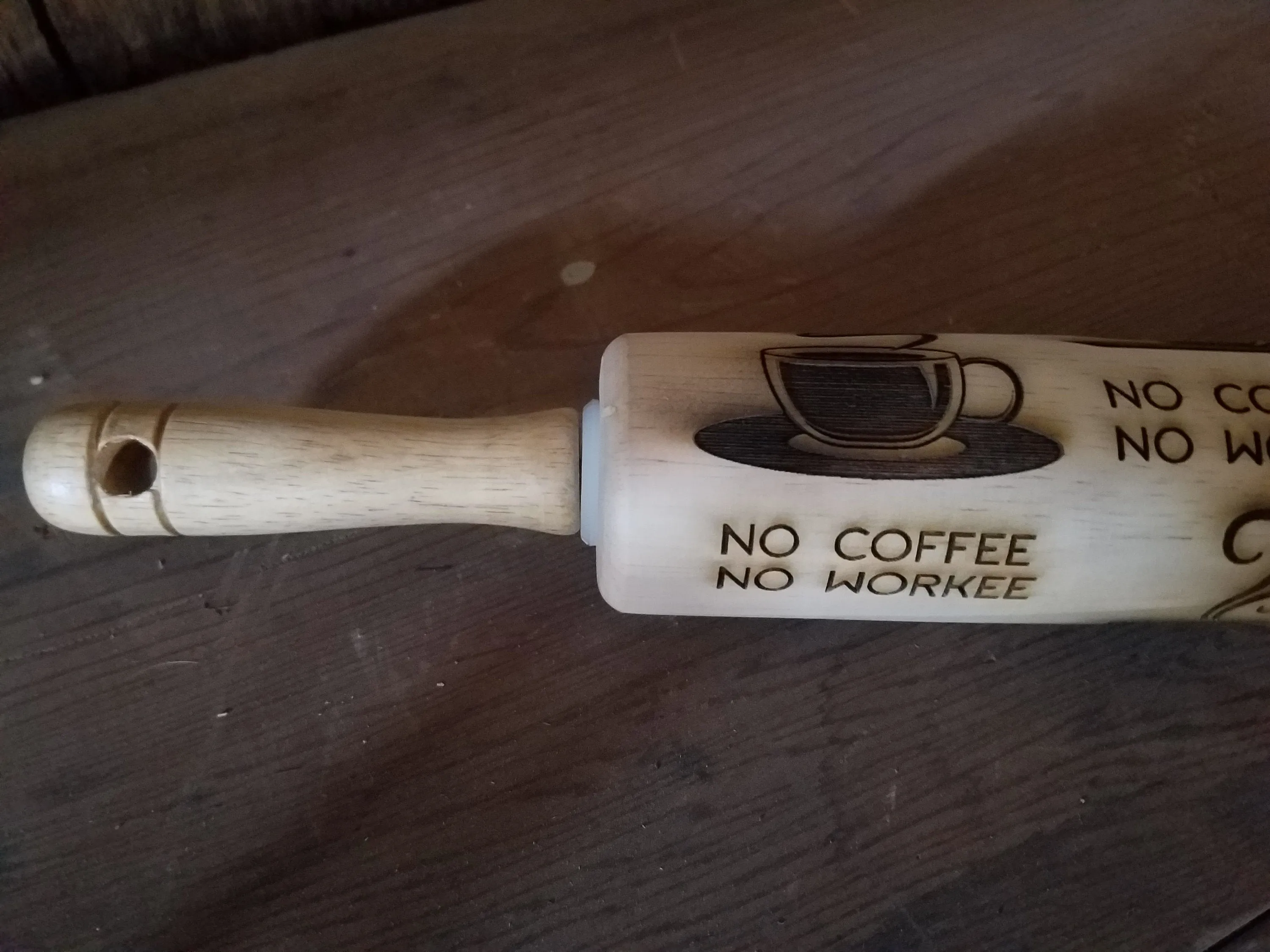 No Coffee No Workee, Work, Pottery Stamp,  Rolling Pin, Embossed, Engraved, Wooden Rolling Pin, Cookie Stamp, Hardwood 10 inch, pottery