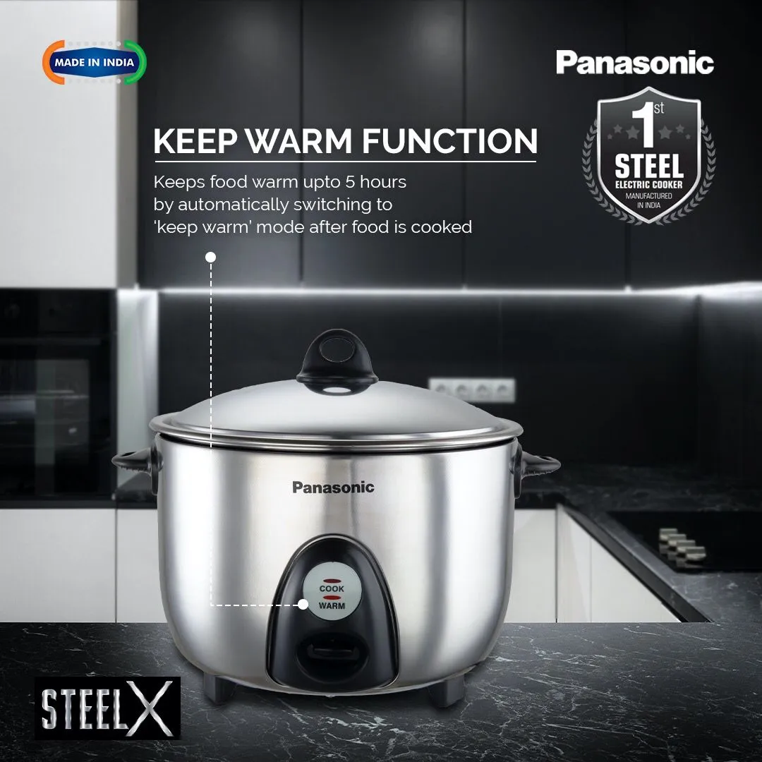 Panasonic Electric Rice Cooker SR-G18 (SUS), 1.8 Litre, With Triply Steel Inner Container (2 pots)