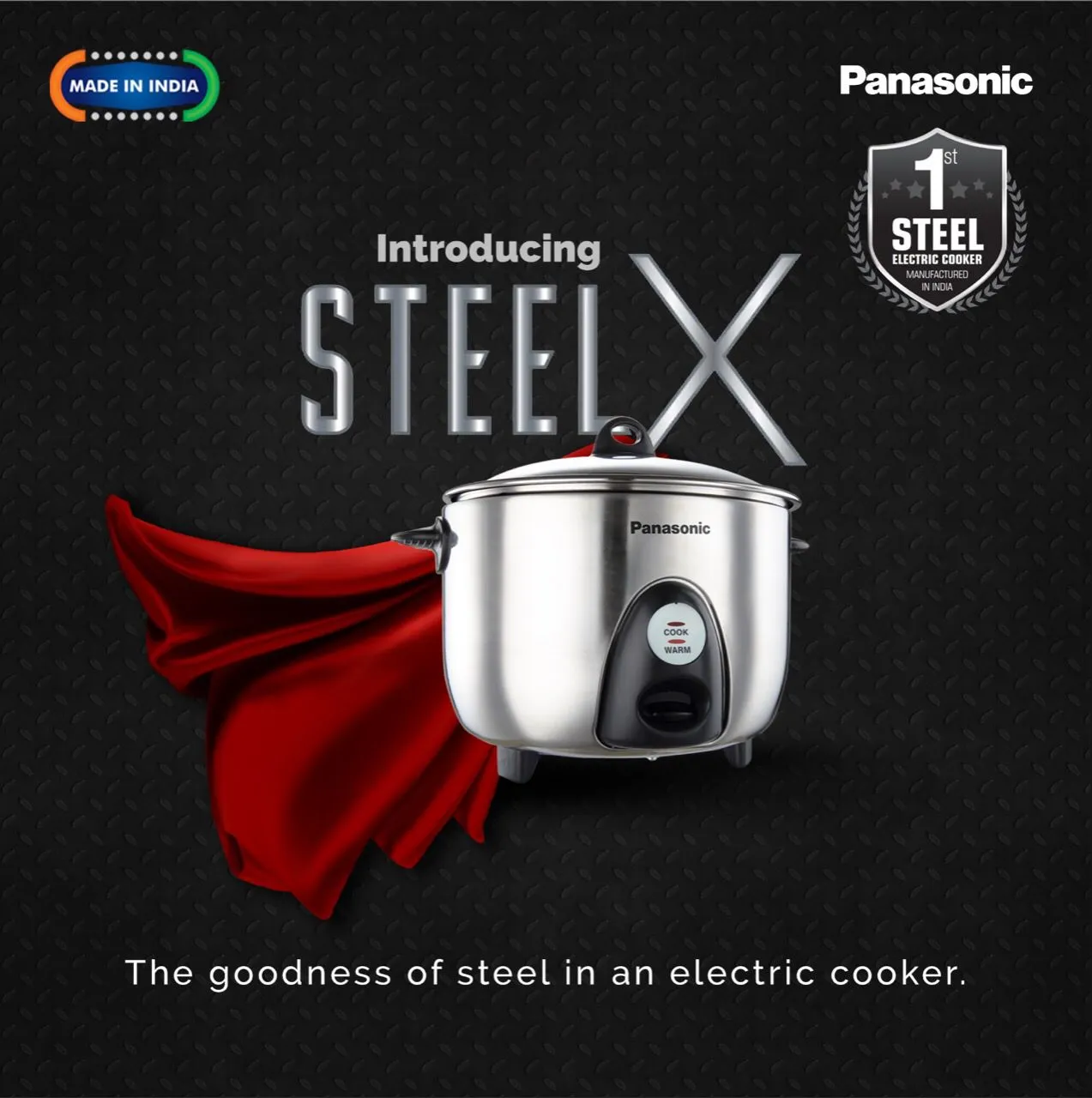 Panasonic Electric Rice Cooker SR-G18 (SUS), 1.8 Litre, With Triply Steel Inner Container (2 pots)