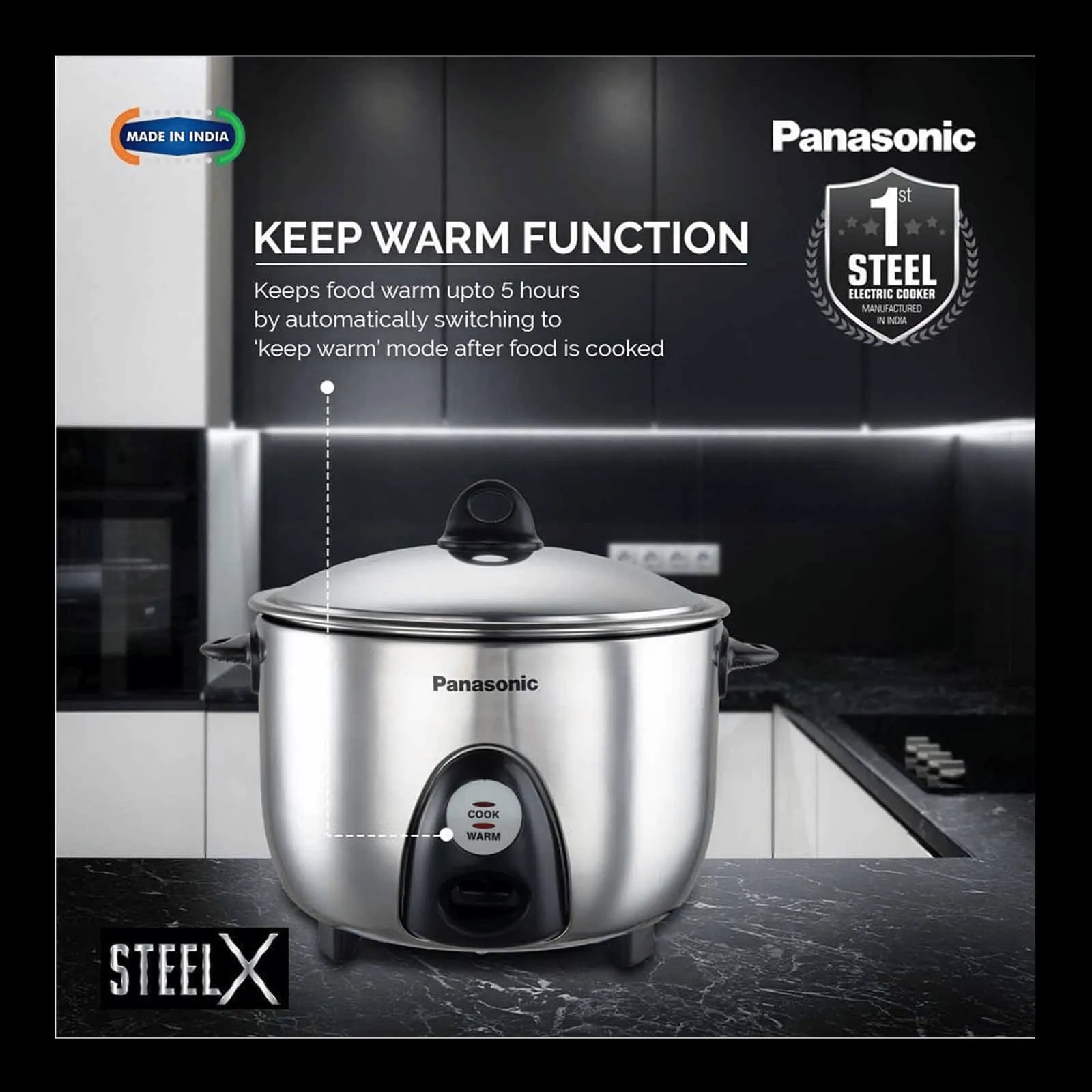 Panasonic SR-G18 (SUS) Stainless Steel Automatic Electric Rice Cooker (1.8 L, Silver)