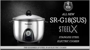 Panasonic SR-G18 (SUS) Stainless Steel Automatic Electric Rice Cooker (1.8 L, Silver)