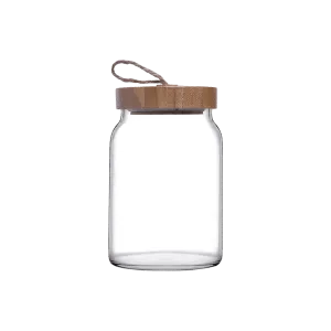 PASABAHCE WOODY GLASS JAR WITH LID