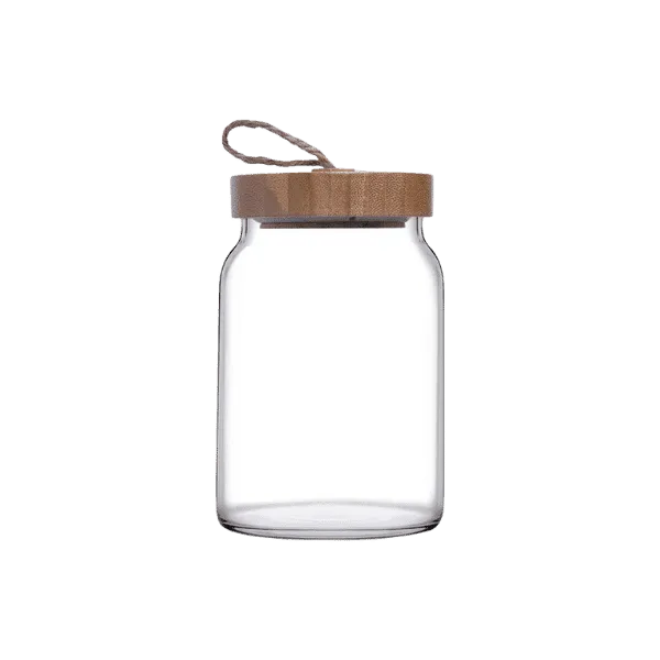 PASABAHCE WOODY GLASS JAR WITH LID