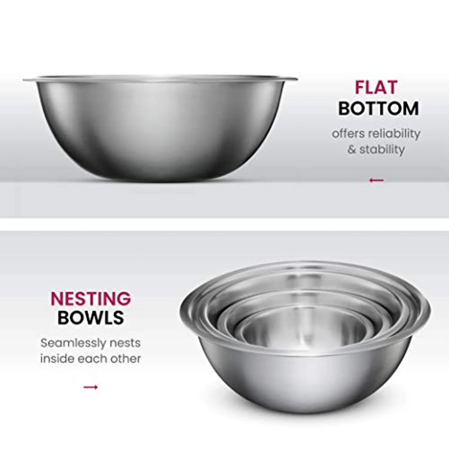 Premium Stainless Steel Mixing Bowls Set of 6