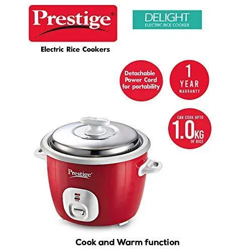 Prestige Delight Electric Rice Cooker Cute 1.8-2 (700 watts) with 2 Aluminium Cooking Pans