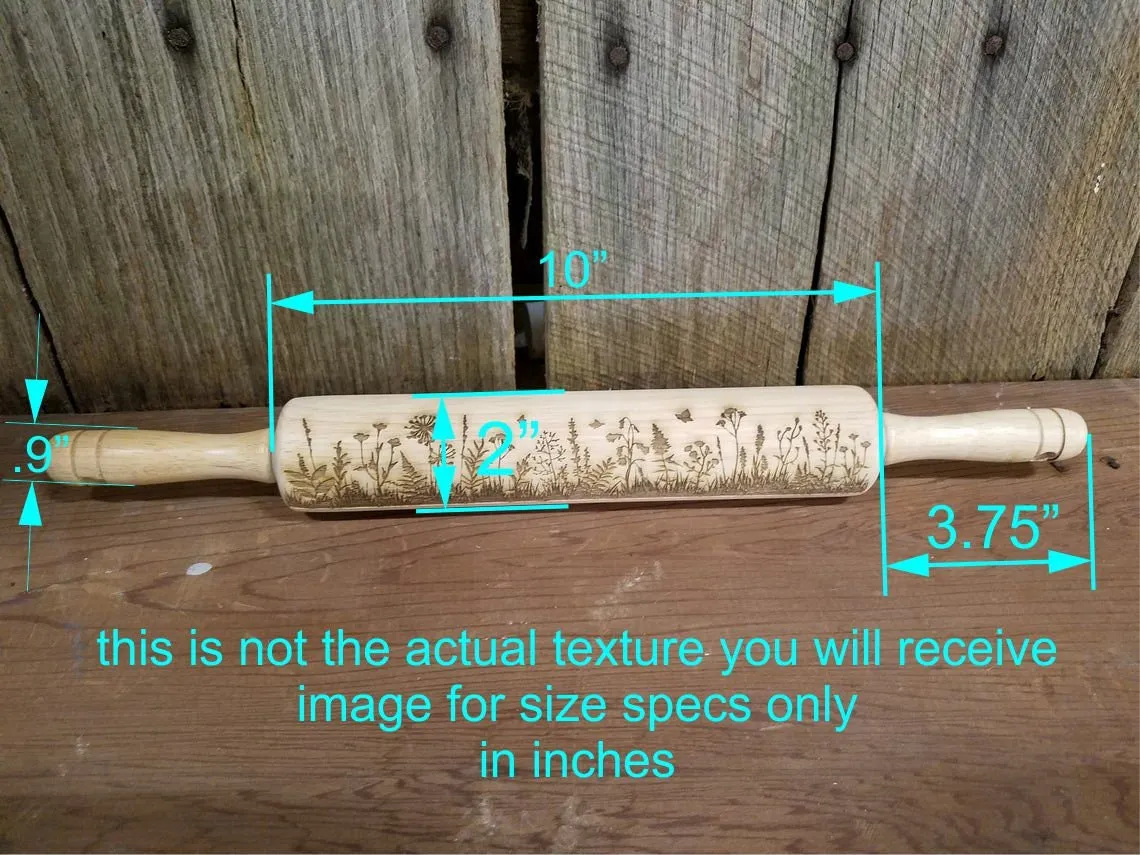 Reindeer, Deer, 10 Inch Rolling Pin, Embossed, Engraved, Wooden Rolling Pin, Cookie Stamp, Laser, Hardwood, pottery texture