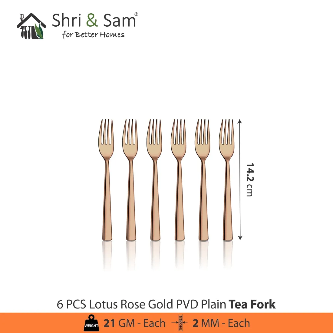 Stainless Steel Cutlery with Rose Gold PVD Coating Lotus Plain