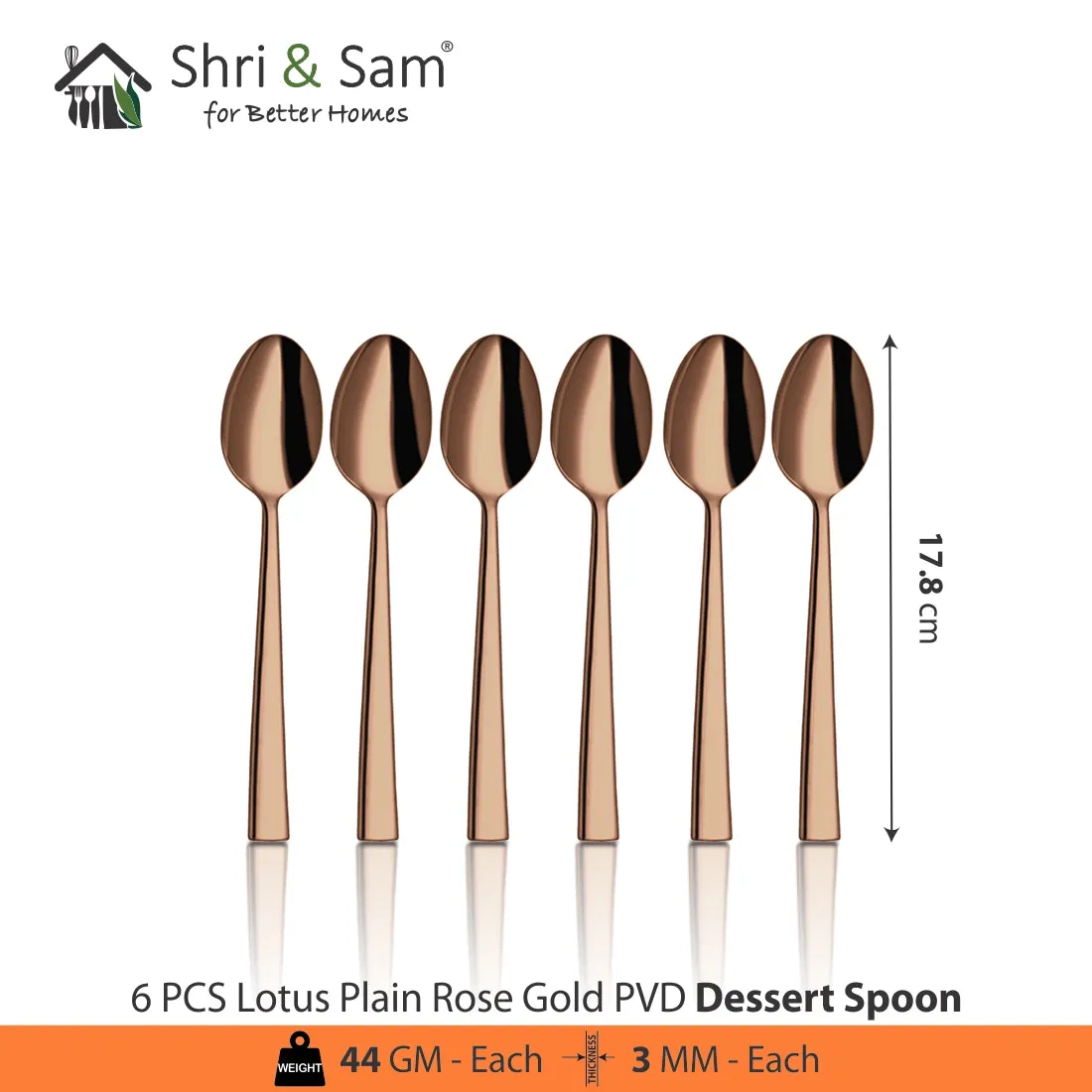 Stainless Steel Cutlery with Rose Gold PVD Coating Lotus Plain