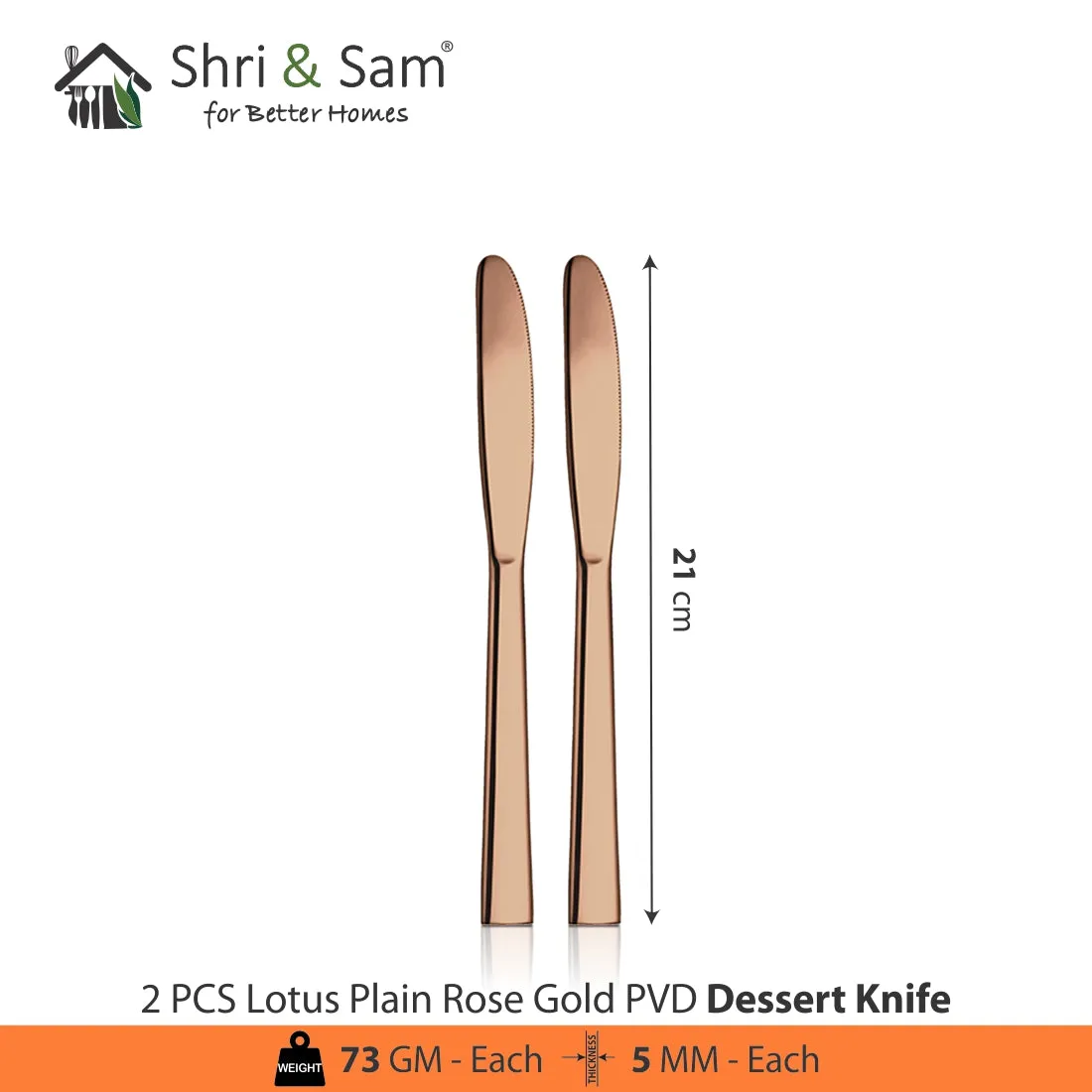 Stainless Steel Cutlery with Rose Gold PVD Coating Lotus Plain