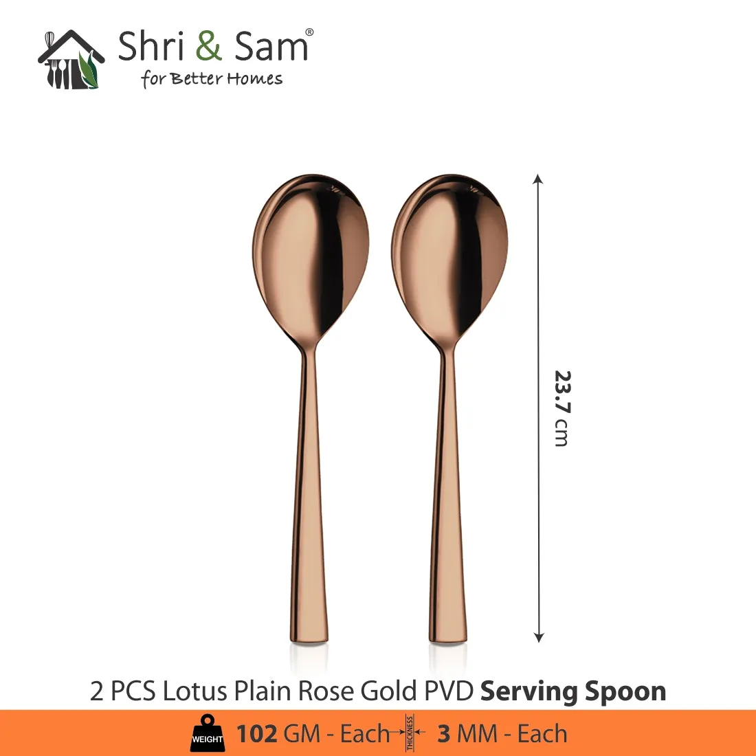 Stainless Steel Cutlery with Rose Gold PVD Coating Lotus Plain