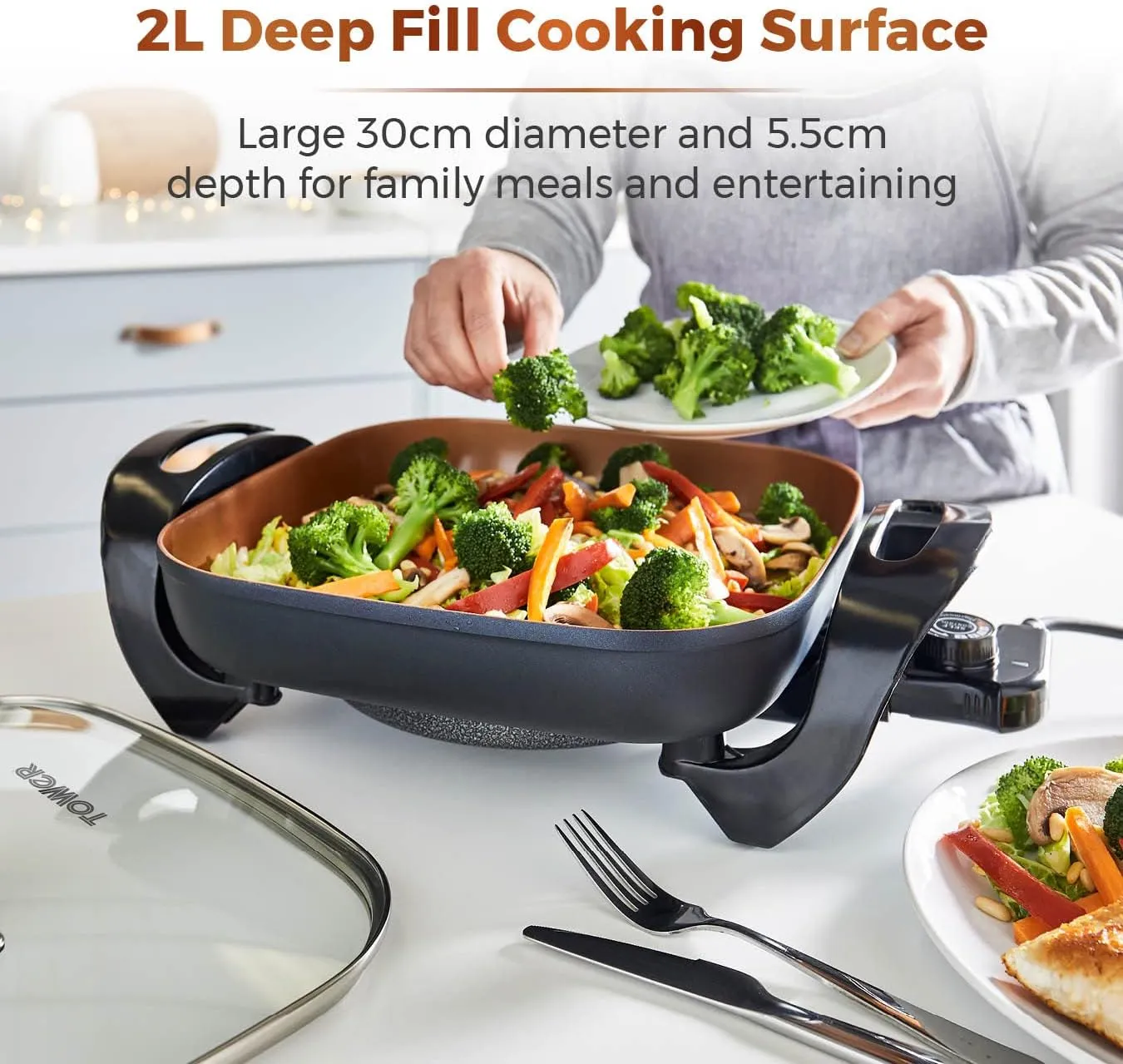 Tower T14036COP Cerasure   Copper Multifunctional Electric Skillet