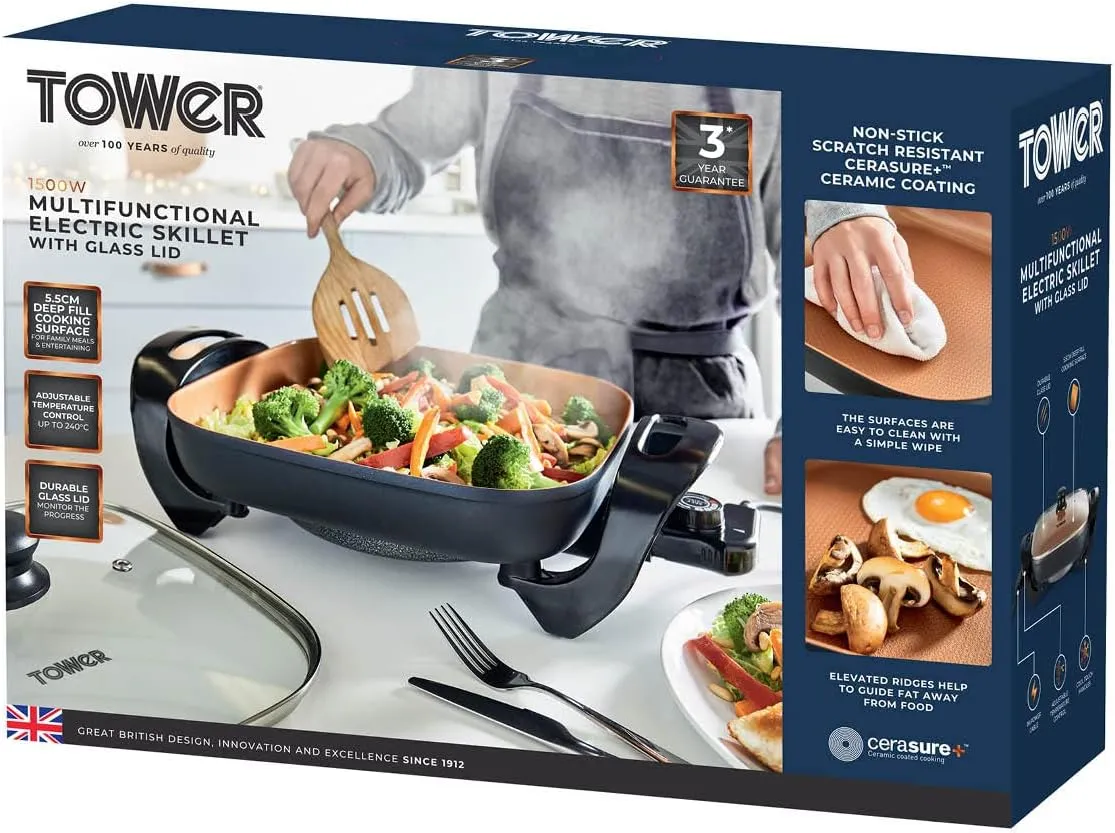 Tower T14036COP Cerasure   Copper Multifunctional Electric Skillet